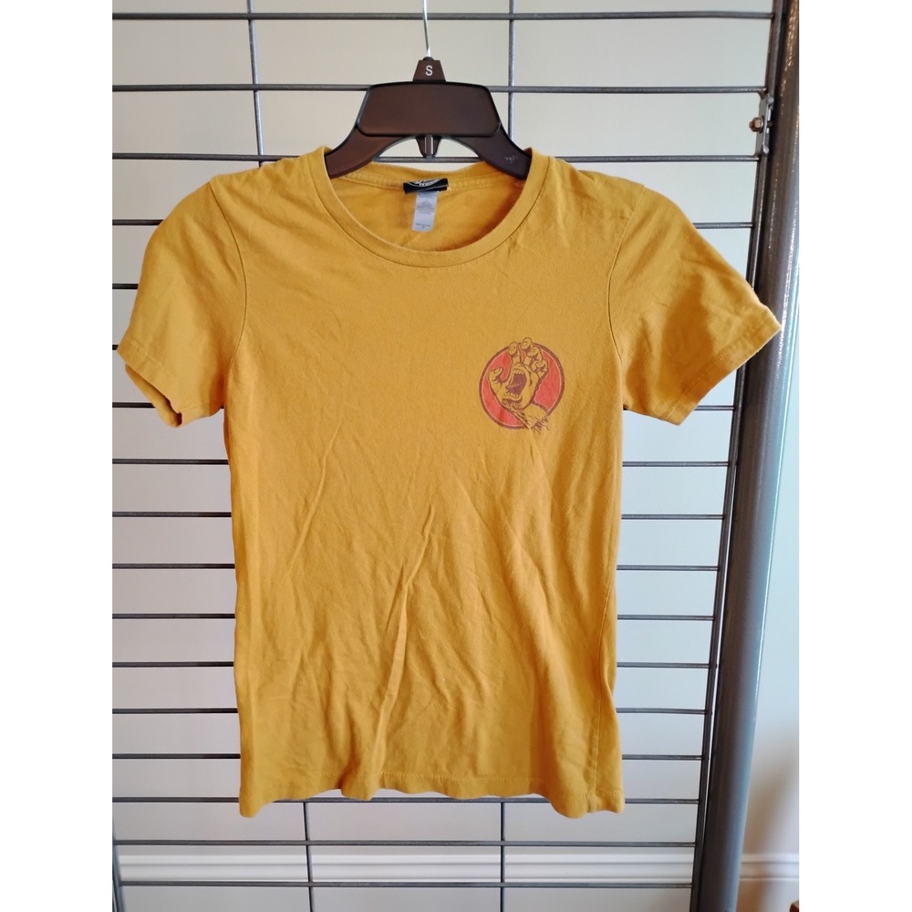Santa Cruz Screaming Hand Graphic T-Shirt Mustard Yellow Women Small